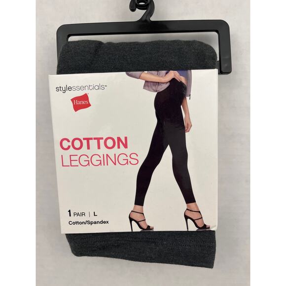 Hanes StyleEssentials Cotton Leggings Size Large 12-14 Marble Heather Footless - Picture 1 of 5